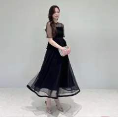 ローズペプラムビスチェAラインドレスワンピース美脚効果結婚式 パーティードレス