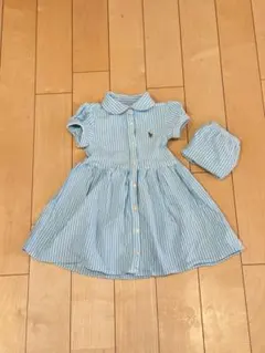 Ralph Lauren 85 水色ストライプ ワンピース 18M ブルマ付き