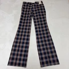 【デッドストック】70s チェック柄 フレアスラックス W82 裾未処理のサムネイル