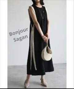 【Bonjour Sagan】 ノースリーブワンピース ブラック М〜Ｌ