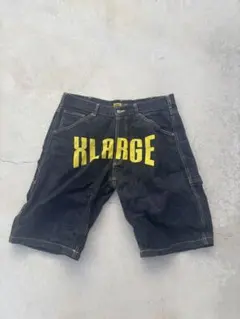 XLARGE ブラックデニムショートパンツ 34