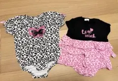 ヒョウ柄ロンパース＆フリルワンピース 2点セット 80cm