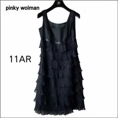 Pinky Wolman ティアードプリーツワンピース 黒 11AR フォーマルのサムネイル