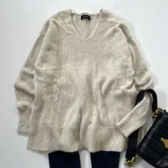 グリーンレーベル リラクシング Vネックニット ウール.フォックス混 ベージュ