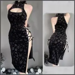 チャイナドレス コスプレ セクシー チャイナ服 ロング 衣装 ブラック