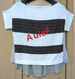 Auief 花柄レース切り替え 半袖カットソーのサムネイル