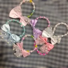 人気　激可愛　リボンパール　ブレスレットセット