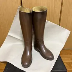 【AIGLE】レインブーツ ロング 乗馬調 ブラウン ラバー素材（XL）