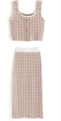 ピンク系ツイードセットアップ