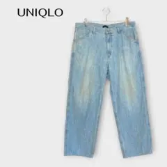 ユニクロ ワイドフィットジーンズ デニムパンツ ライトブルー 35 L相当