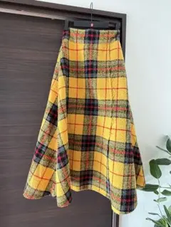 Mila Owen ミラオーウェン大柄チェックマキシスカート サイドスリット付き