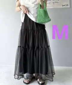 classicalelf チュールレイヤードティアードロングスカート