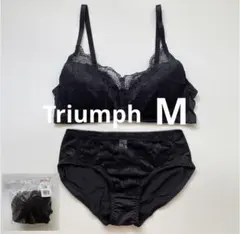 新品　トリンプ　Mサイズ　ブラック　ノンワイヤーブラ＆ショーツセット①