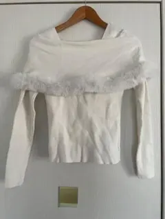 GRL グレイル　ファー付きケープ風ニットトップス