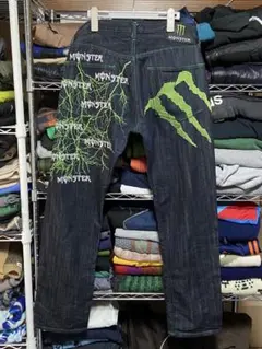 00s y2kモンスターエナジー monster energy 刺繍 デニム