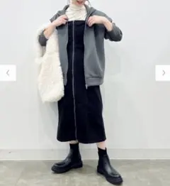 未使用 デニム フロントジップワンピース ブラック 3XL