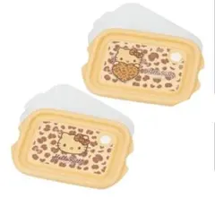 シールボックス　2個入り　ハローキティ ヒョウ柄 ブラウン日焼けキティ　保存容器