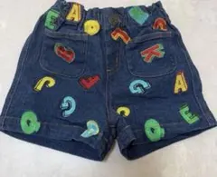 micorrid チマジロ　アルファベット刺繍 デニムショートパンツ 90