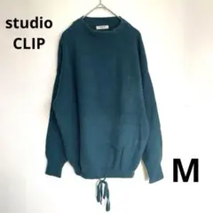 スタディオクリップ ニット セーター 長袖 ドローストリングリボン　グリーン　M