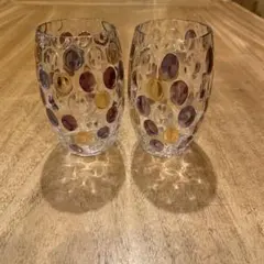 ボヘミアクリスタル水玉ドット模様グラスペア