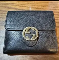 Gucci 黒 レザー 二つ折り財布