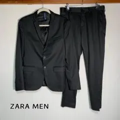 美品ザラメン ZARAMEN ★ スーツ セットアップ ブラック微光沢上M下S