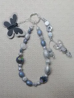 ハンドメイド ビーズストラップ スマホストラップ キーホルダー