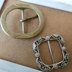 レトロ　バックル　アンティーク　2個　ハンドメイド