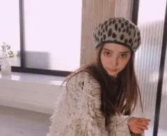 ベレー帽　ヒョウ柄