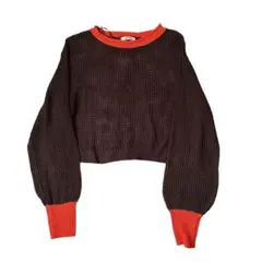 [新品] メッシュ編み クロップドセーター春夏