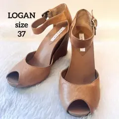 LOGAN イタリア製　レザー　ストラップ サンダル ウェッジソール　37
