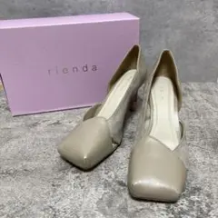 rienda スクエアトゥパンプス L 24.5 ベージュ 美脚 箱付 結婚式のサムネイル