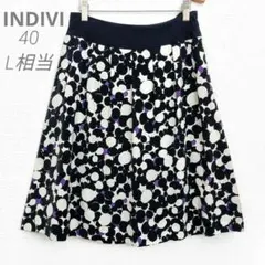 INDIVI インディヴィ ドット サークル柄 総柄スカート 40 L 黒 紫のサムネイル