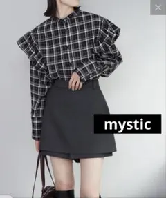 mystic チェックフリルブラウス　セール　新品　大人可愛い　ブラウス　黒