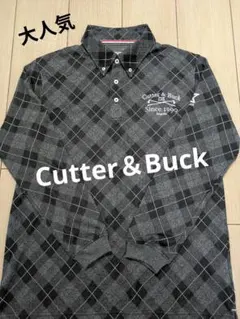 【Cutter＆Buck】ゴルフウェア ポロシャツ長袖 メンズ グレイ 良品