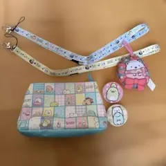 すみっコぐらしグッズ6点セット　ポーチ・缶バッジ・ストラップ・マスコット