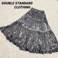 ダブルスタンダードクロージング 箔プリント ティアードスカート シルバー 38