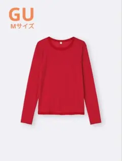GU ソフトシアークルーネックT[長袖] Mサイズ レッド