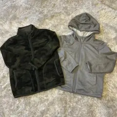 【お得】【美品】UNIQLO フリース キッズ 110 パーカー 防寒 迷彩