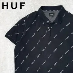 大きいサイズ HUF ハフ 総柄ポロシャツ FUCK IT XL ブラックのサムネイル