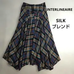 INTERLINEAIRE　タータンチェックロングスカート　シルク　絹　日本製のサムネイル