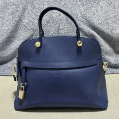 FURLA パイパー 2WAY ショルダーバッグ ネイビー