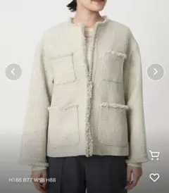 ミックスツイードライク ポケット ノーカラー ジャケット free