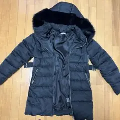 ブラックダウンコート フード付き