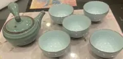 【美品】たち吉 茶道具セット 水色 茶碗5個＋茶瓶1個