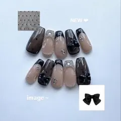 フレンチネイルチップ リボン フレンチガーリー