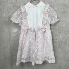 Sweet Bell キッズ(女の子) ひざ丈ワンピース パフスリーブ シアー