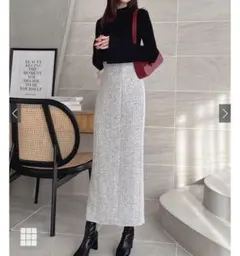 GRL グレイル ラメスパンコールツイードタイトスカート　Lサイズ