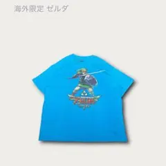 海外限定 ゼルダ 公式 希少カラー デザイン ゲーム 日本 プリントTシャツ 青