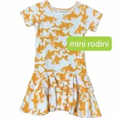 mini rodini KILLER WHALE AOP DRESS オレンジのサムネイル